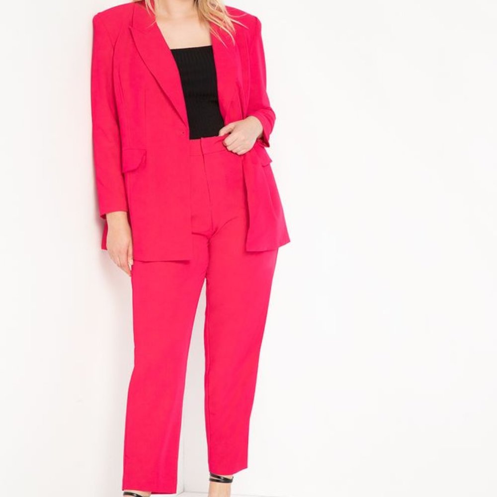 ELOQUII 24 NWT Pink Strong Shoulder Blazer + Slim Suit Pants